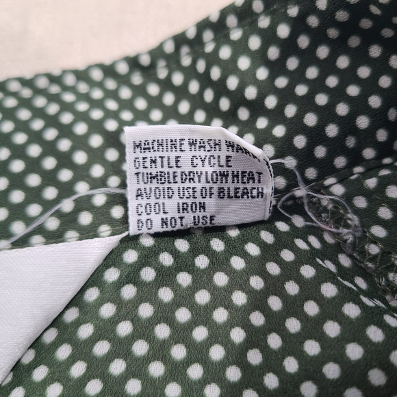 SLB Sunny Leigh Green Polka Dot Bell Sleeve Ruffle Button Up Top Coquette Size M - Picture 7 of 10